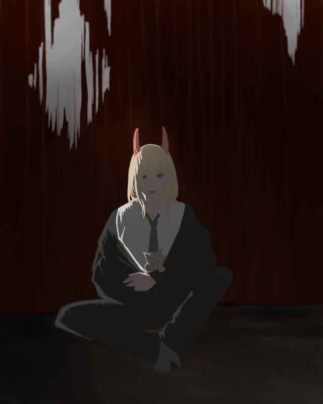 Blonde Character with Horns — Black
