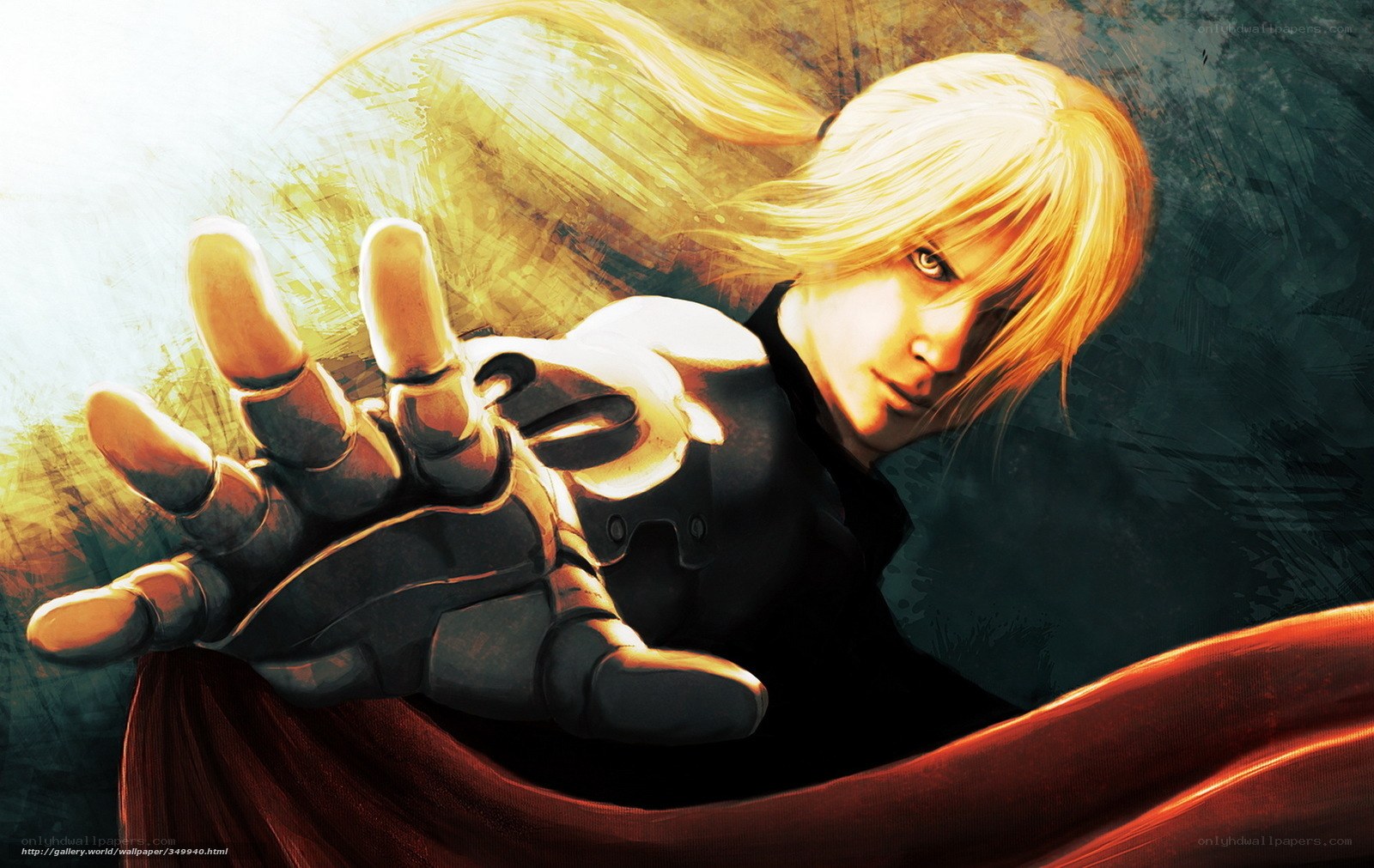 blonde character with mechanical hand