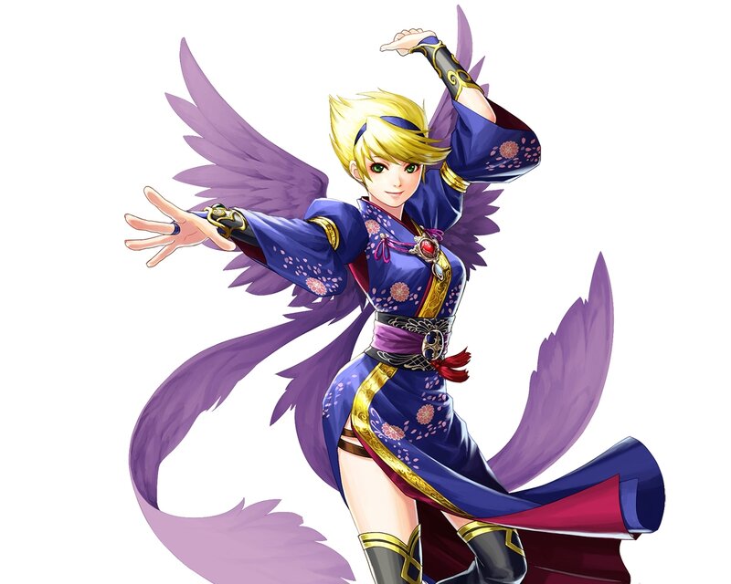 Blonde Character with Purple Wings