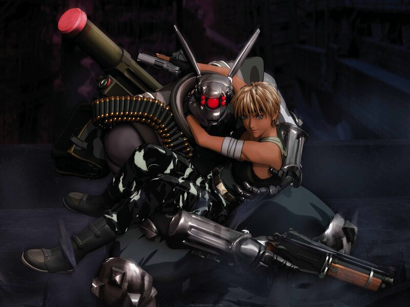 Blonde Character with Robot