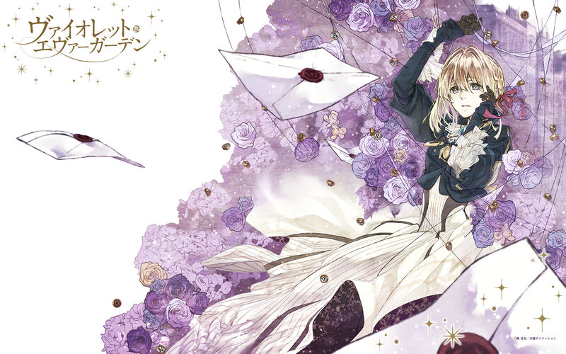 Blonde Character with Roses — Purple