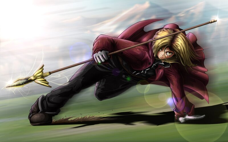 Blonde Character with Spear