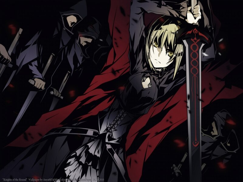 Blonde Character with Sword — Black, Dramatic, Night