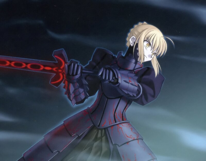 Blonde Character with Sword — Black, Dramatic