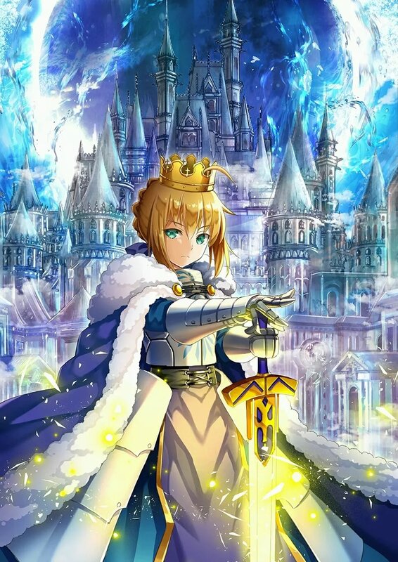 Blonde Character with Sword — Blue, Dramatic, Anime, Castle