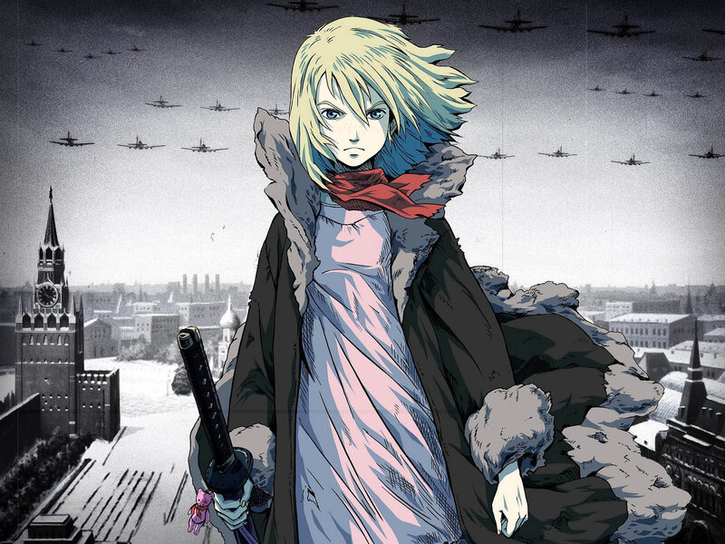Blonde Character with Sword — Blue, Dramatic, Anime