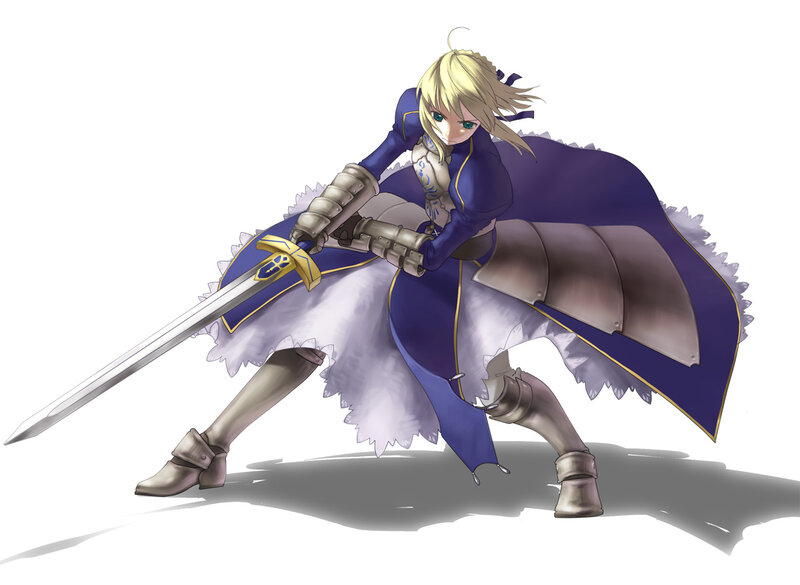 Blonde Character with Sword — Blue, Dramatic