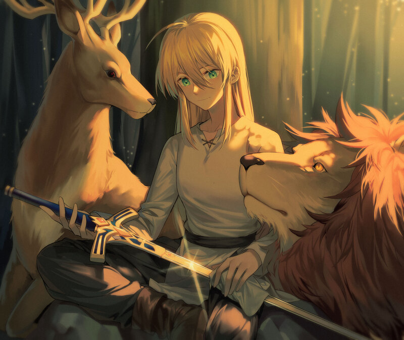 Blonde Character with Sword — Gold