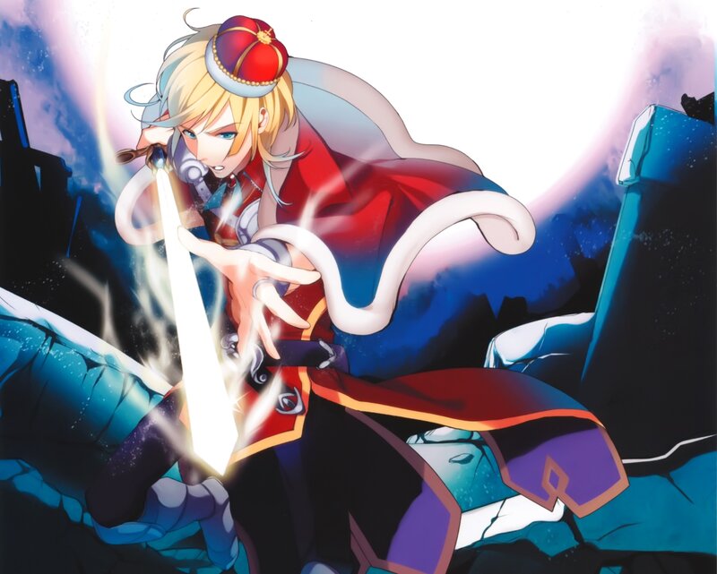 Blonde Character with Sword — Red, Dramatic, Night