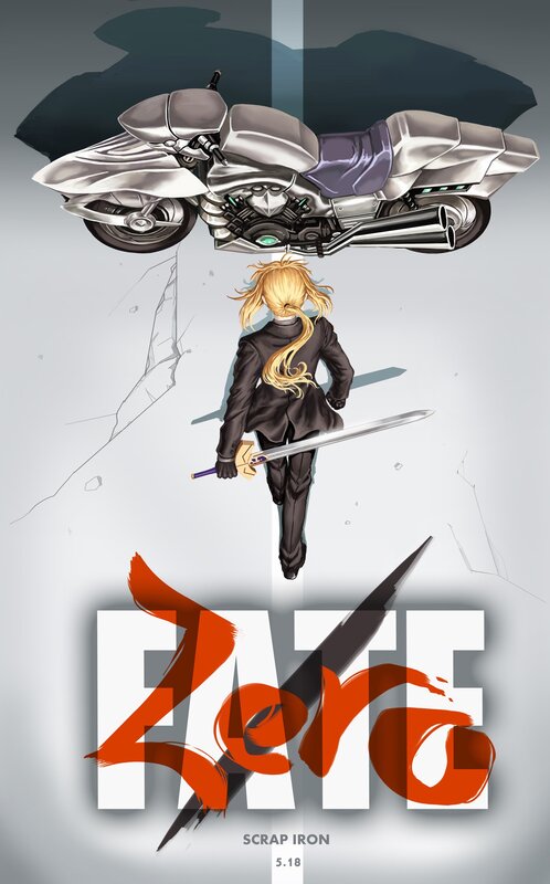 Blonde Character with Sword — White, Dramatic, Anime, Motorcycle