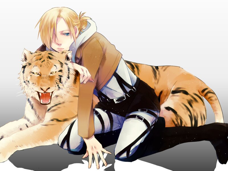 Blonde Character with Tiger