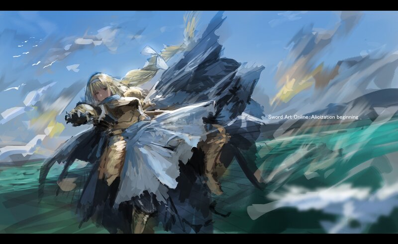 Blonde Character with Wings — Blue