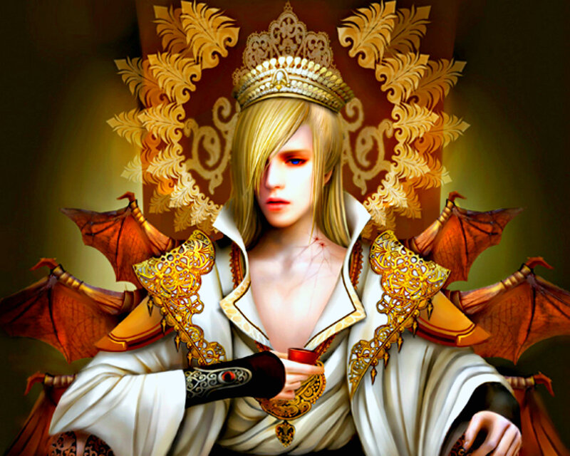 Blonde Character with Wings — White