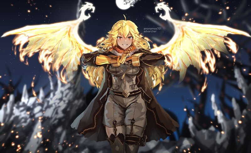 Blonde Character with Wings — Yellow, Dramatic