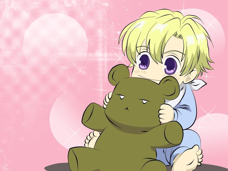 Blonde Child Hugging Bear — Pink