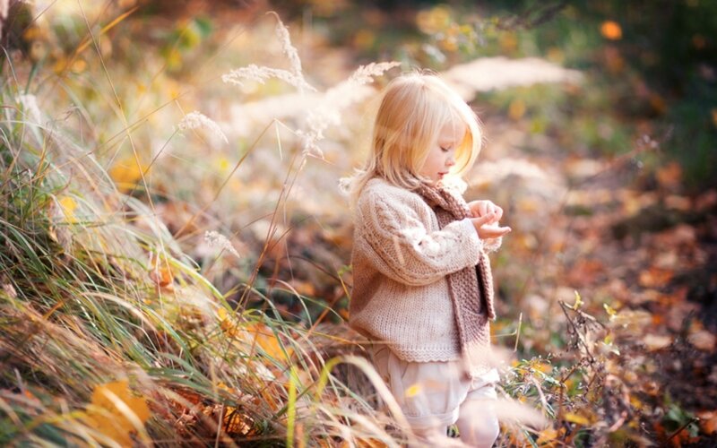 Blonde Child in Autumn — Brown