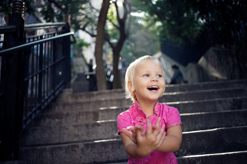 Blonde Child in Pink Dress