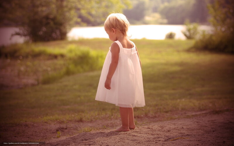 Blonde Child in White Dress