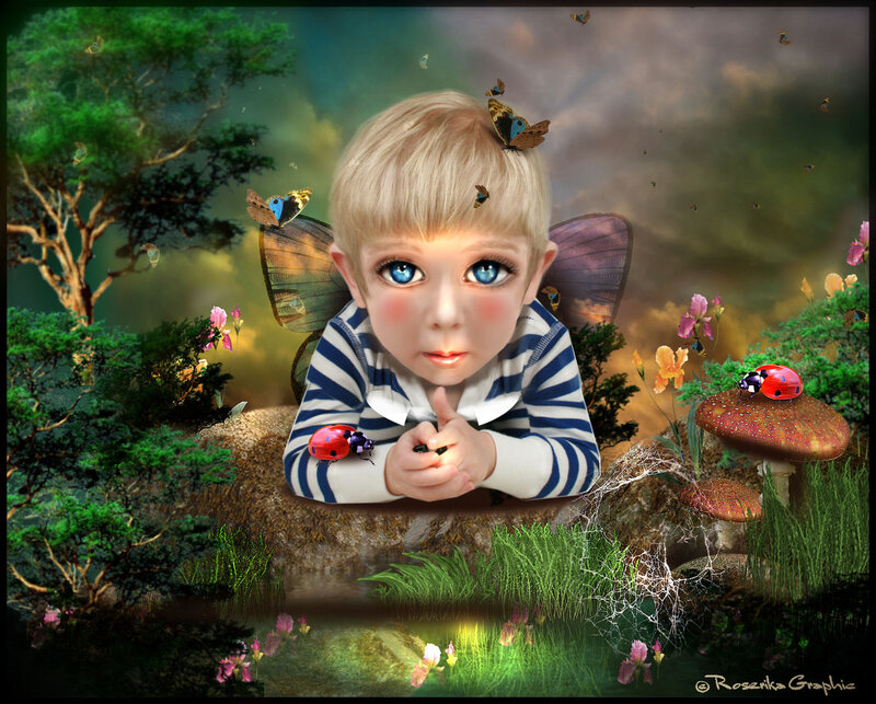 Blonde Child with Wings