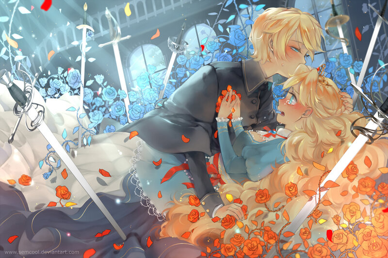Blonde Couple in Roses