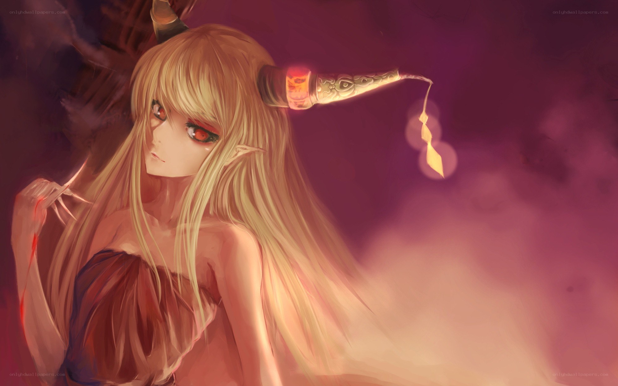 Blonde demon girl with horns