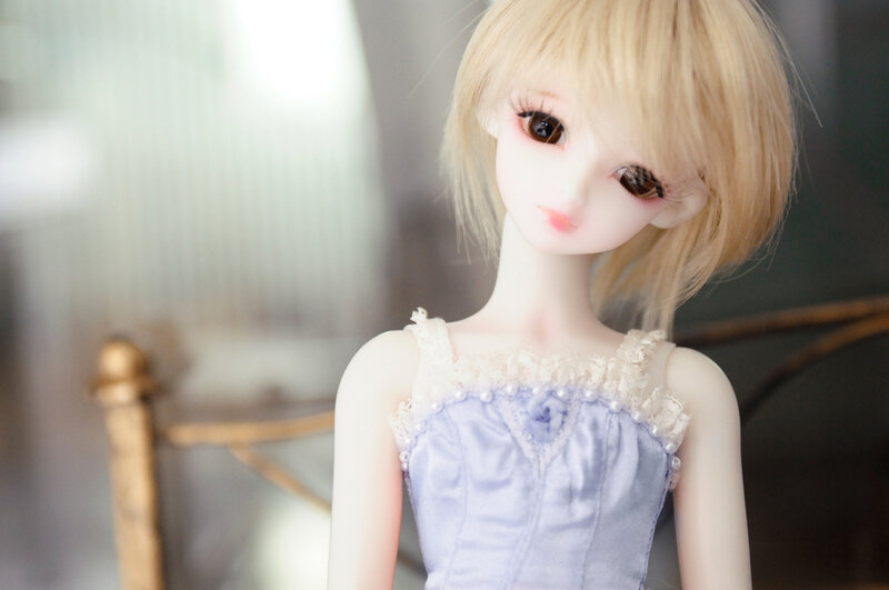 Blonde Doll in Blue Dress