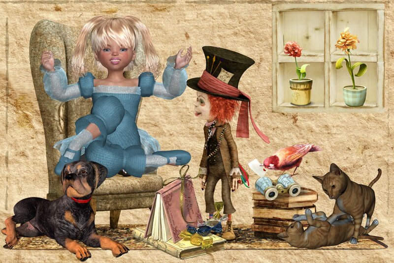Blonde Doll in Blue Dress — Whimsical