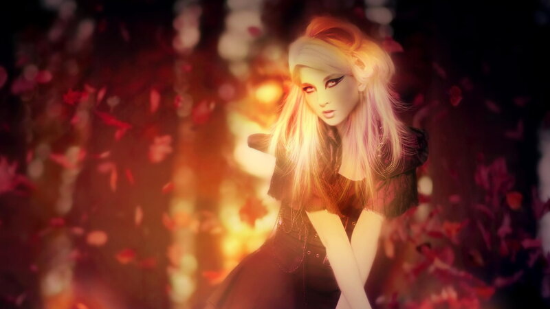 Blonde Doll in Dark Dress