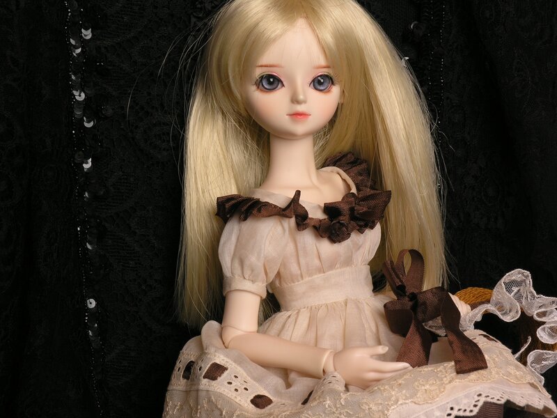Blonde Doll in Dress — Black
