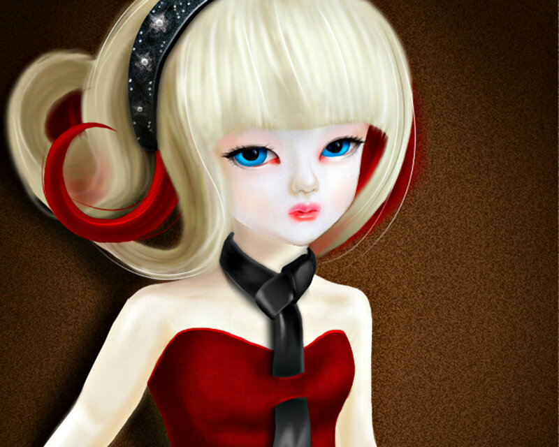 Blonde Doll with Blue Eyes — White