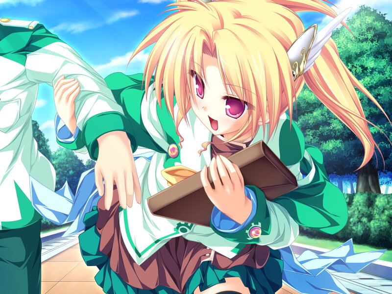 Blonde Elf Girl — Green, Cheerful