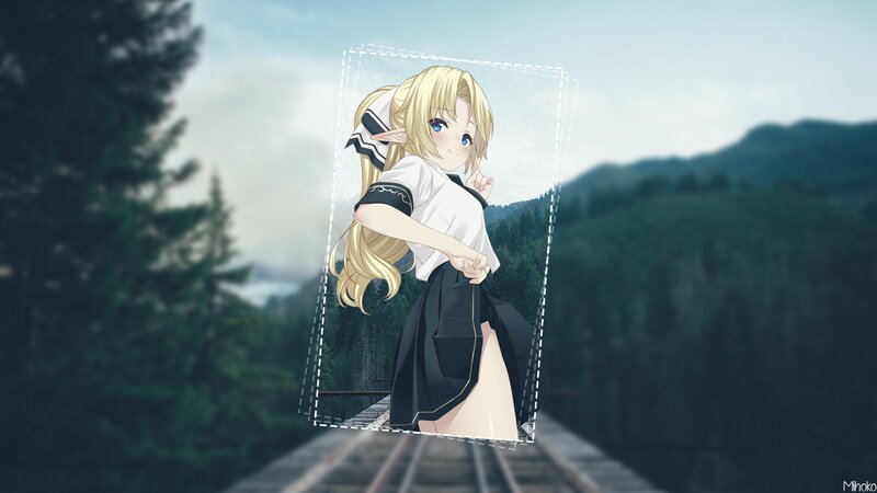 Blonde Elf Girl — Green, Serene, Afternoon, Anime, Forest