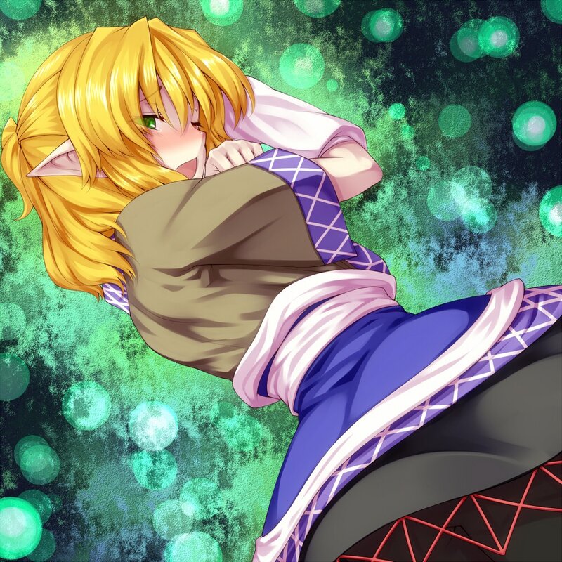 blonde elf girl in purple dress