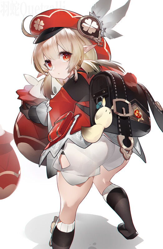 Blonde Elf Girl — Red, Playful