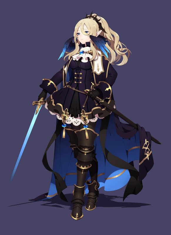 Blonde Elf Warrior — Blue, Dramatic, Digital Art