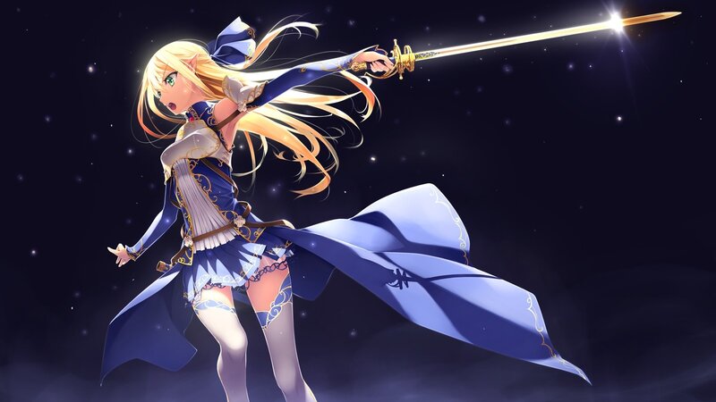Blonde Elf Warrior — Blue, Dramatic