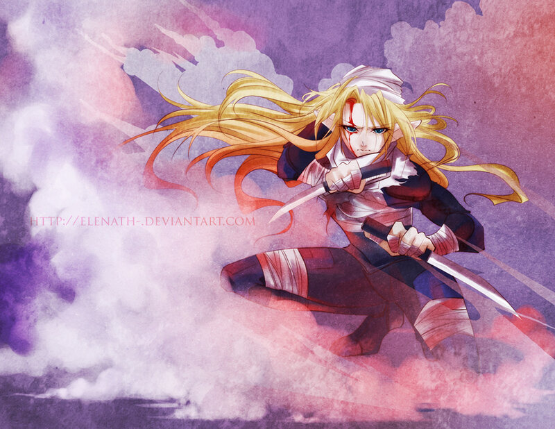 Blonde Elf Warrior — Purple, Dramatic
