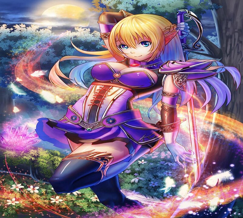 Blonde Elf Warrior — Purple