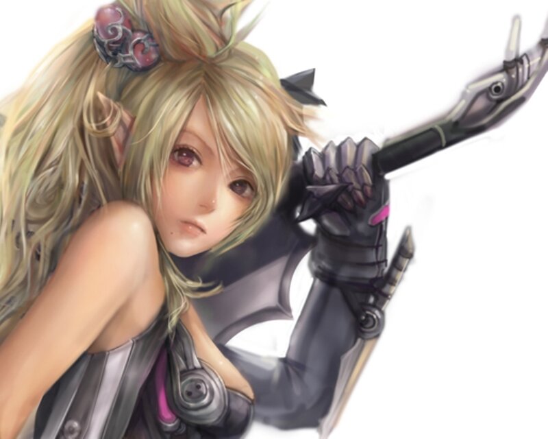 Blonde Elf Warrior — White, Dramatic