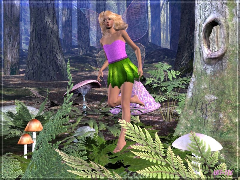 Blonde Fairy in Forest — Green, Serene, Afternoon