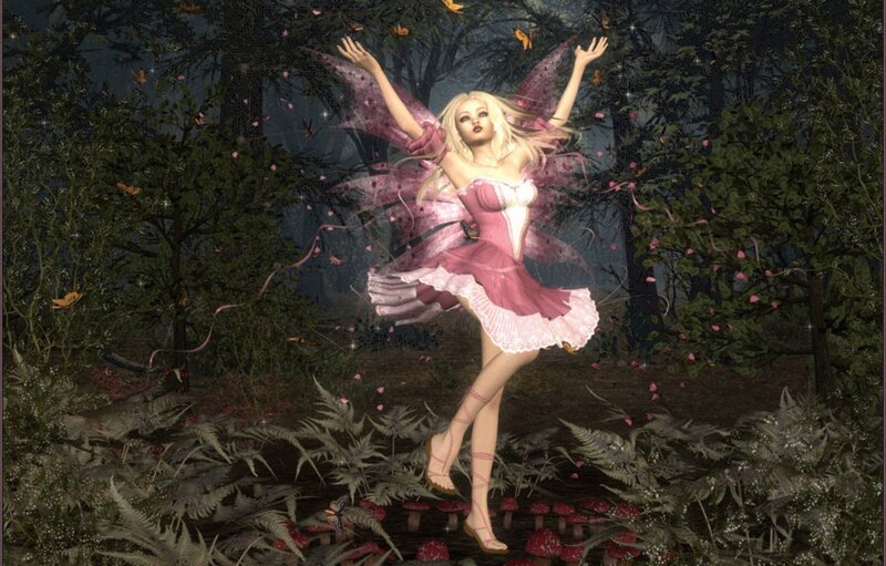 Blonde Fairy in Forest — Pink