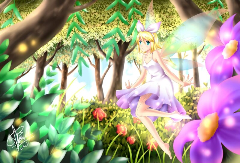 Blonde Fairy in Forest — Purple
