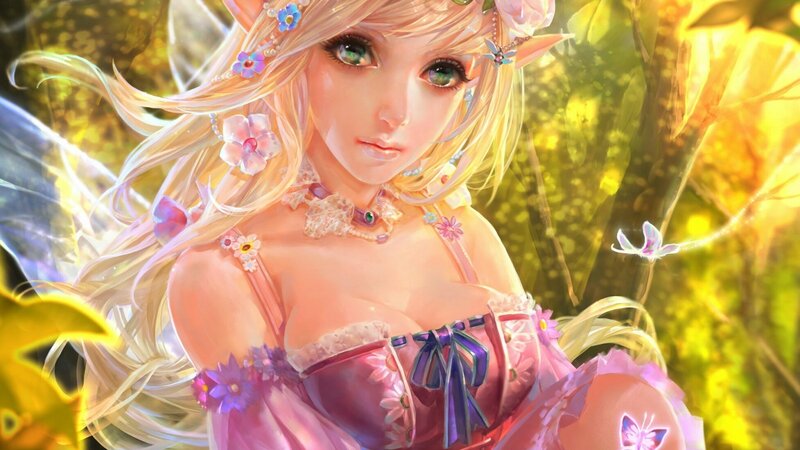 Blonde Fairy in Forest — Yellow