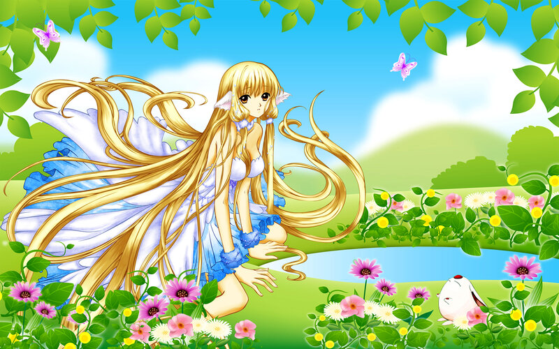 Blonde Fairy in Garden — Blue
