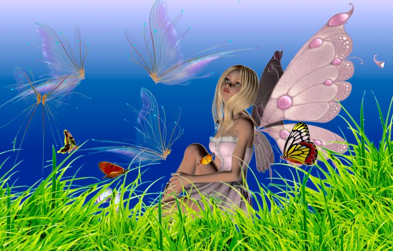 Blonde Fairy in Grass
