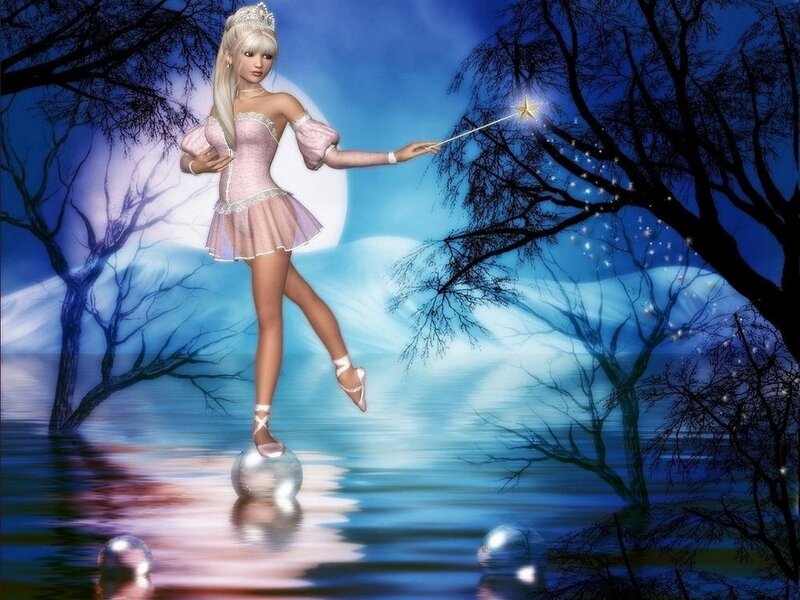 Blonde Fairy in Pink Dress — Blue, Magical