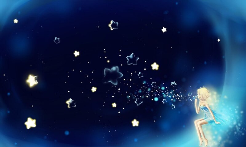 Blonde Fairy in Space — Blue, Serene, Night
