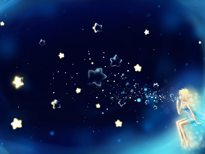Blonde Fairy in Space — Blue, Serene
