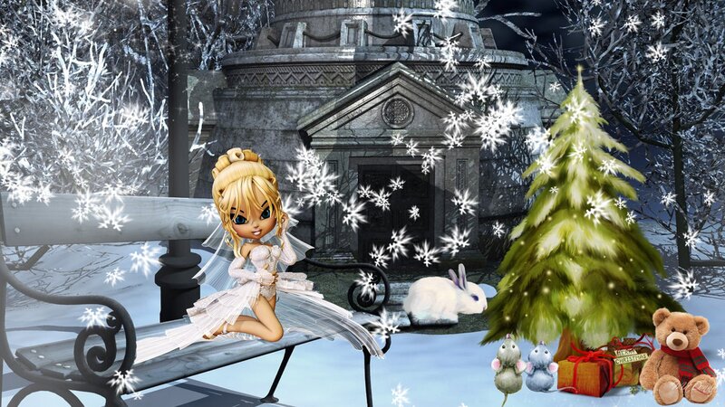 Blonde Fairy on Bench