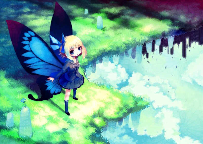 blonde fairy on floating island